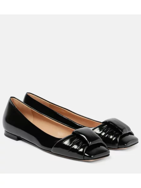 Balerini Gianvito Rossi din piele de lac negru
