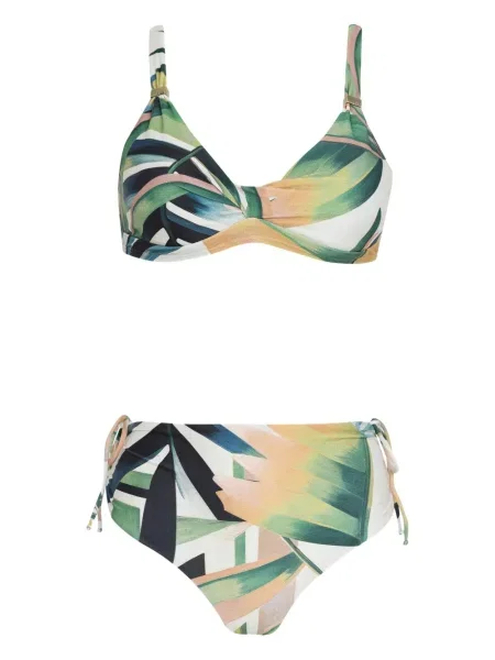 Bikini Lygia & Nanny cu imprimeu geometric verde