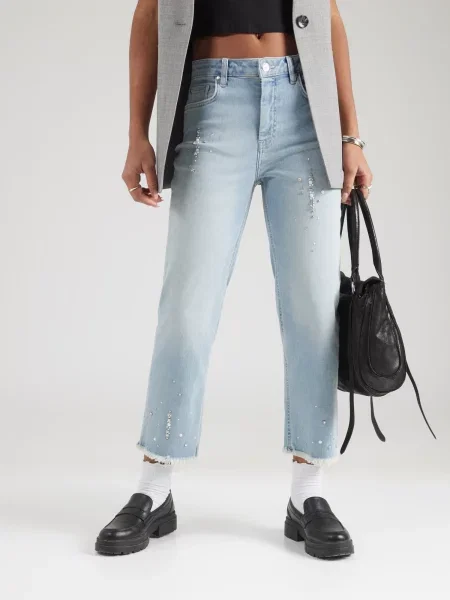 Monari Jeans albastru deschis / argintiu / perlat alb