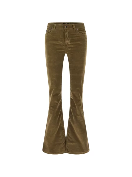 Pantaloni Lois Jeans de catifea cord evazate verde