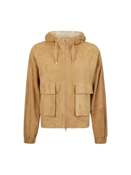 Kurtka skórzana Eleventy brązowa