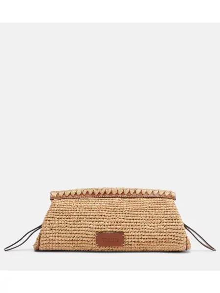 Geantă plic Staud din piele bej