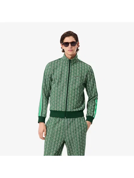Lacoste Żakardowa Bluza Dresowa Paris Zapinana Na zielony