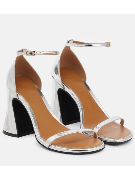 Sandale Marni din piele de lac argintiu