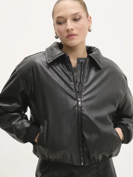 Яке Answear Lab зимен модел с уголемена кройка черно