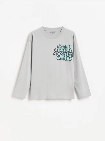 Reserved Tricou cu mânecă lungă din gri-închis gri