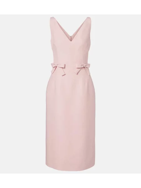 Midi obleka Valentino z lokom iz krep tkanine nad koleni roza