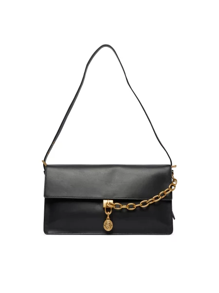 Geantă Tommy Hilfiger Crest Leather Conv Shoulder Bag negru