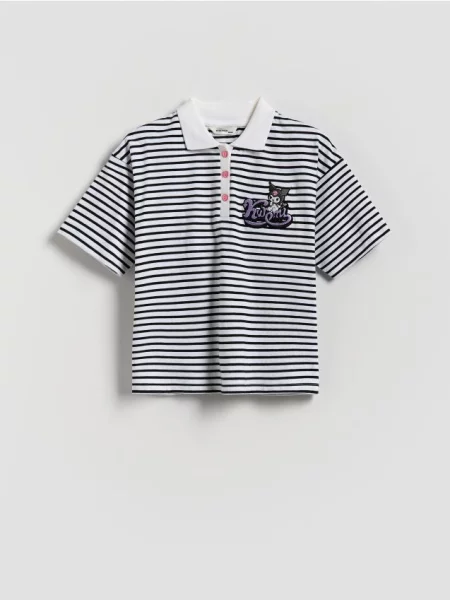Reserved T-shirt polo w paski Kuromi wielobarwny