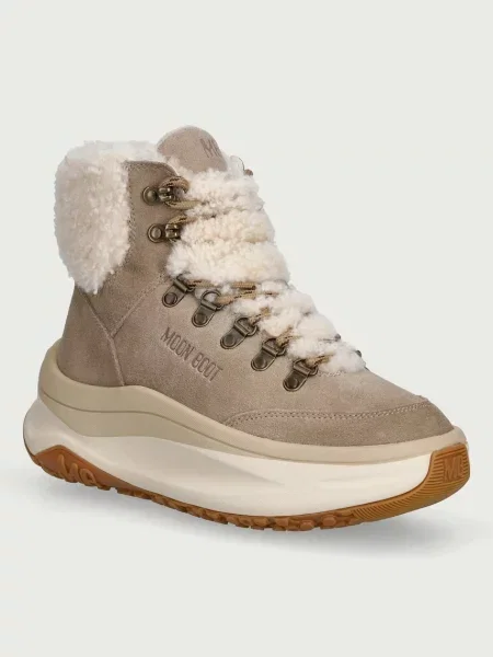 Moon Boot MB CITY SHEARLING MID śniegowce zamszowe beżowe