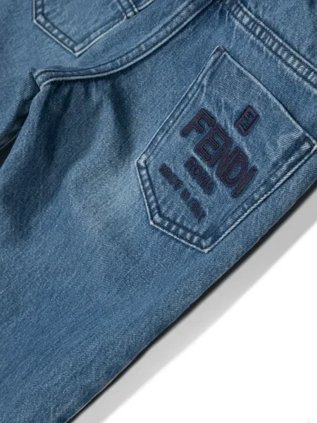 Jeansy straight leg dziecięce Fendi niebieskie