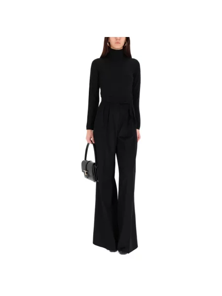 Lniany sweter z golfem Max Mara czarny
