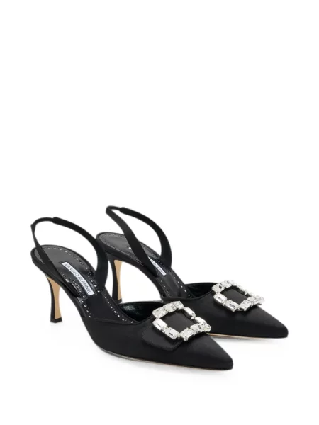 Pantofi cu toc Manolo Blahnik cu cataramă slingback negru