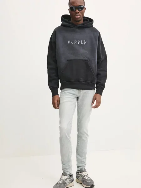 PURPLE BRAND bluza HWT FLEECE PO HOODY z kapturem z aplikacją szary