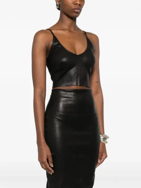 Top Rick Owens cu decolteu în V negru