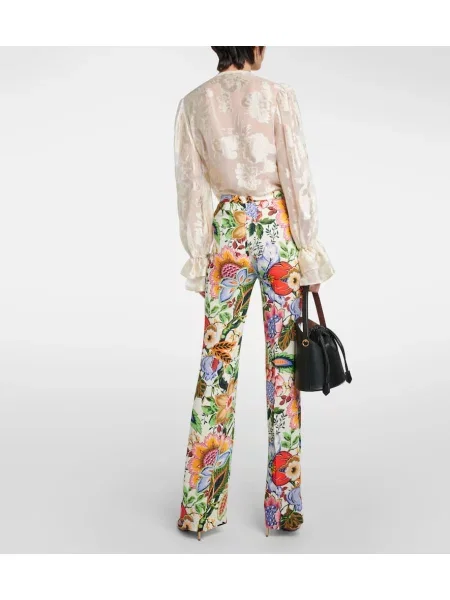 Pantaloni Etro cu talie înaltă cu model floral