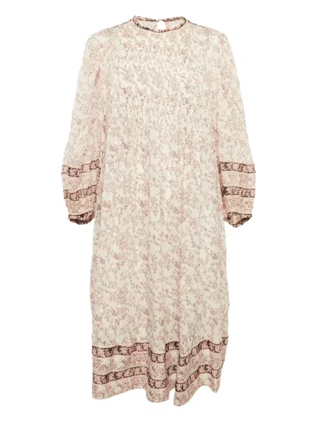 Rochie midi Marant Etoile cu model floral cu imagine plisată roz