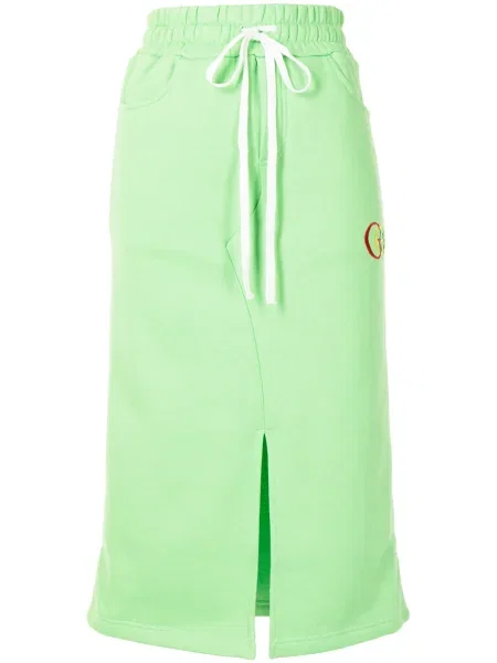 Haftowana spódnica midi Goodboy z dżerseju do kolan zielona