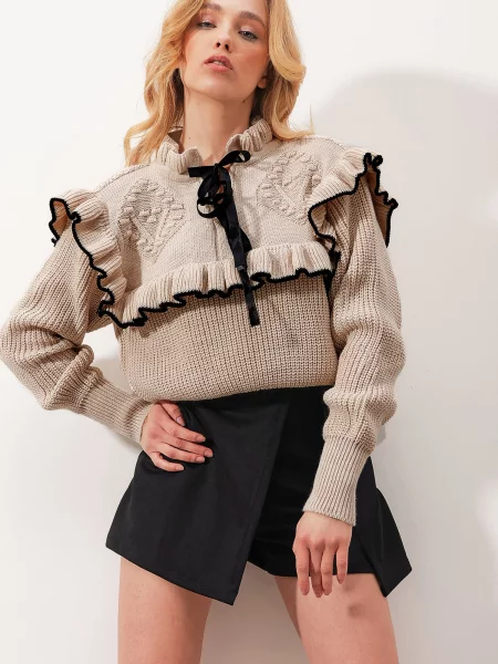 Trend Alaçatı Stili Pulover kitt / negru alb