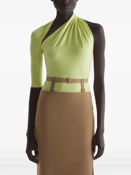 Koszulka Mugler drapowana żółta