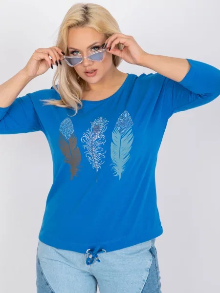 Bluză Fashionhunters cu imagine albastru