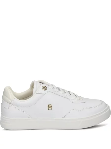 Sneakerși Tommy Hilfiger cu șireturi din piele alb