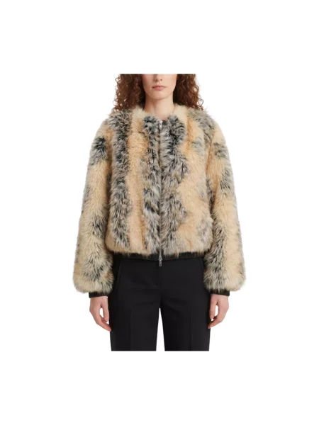 Kurtka bomber The Frankie Shop ze sztucznego futra beżowy