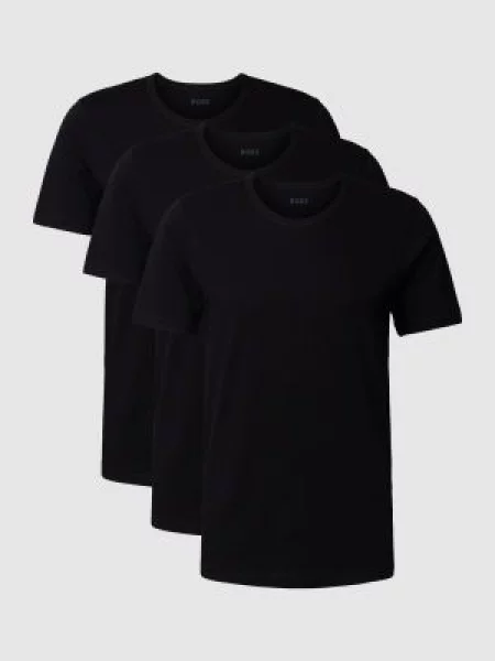 T-shirt z wyhaftowanym logo w zestawie 3 szt. model ‘Classic’ Boss czarna