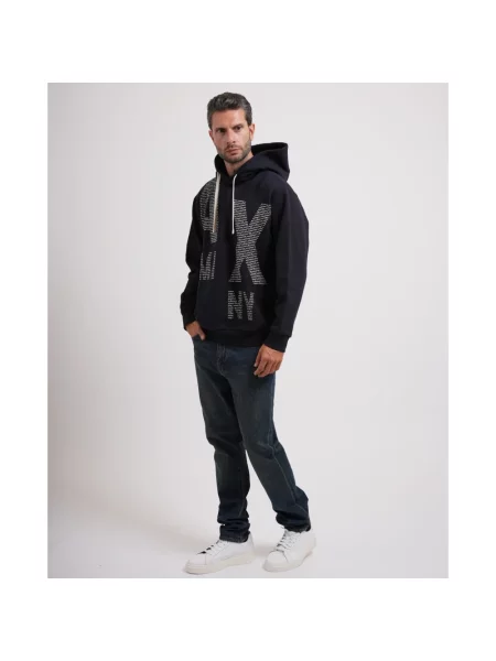 Bluza z kapturem Armani Exchange z logo niebieska