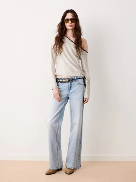 Sweter o asymetrycznym kroju Teen XS MANGO TEEN beżowy