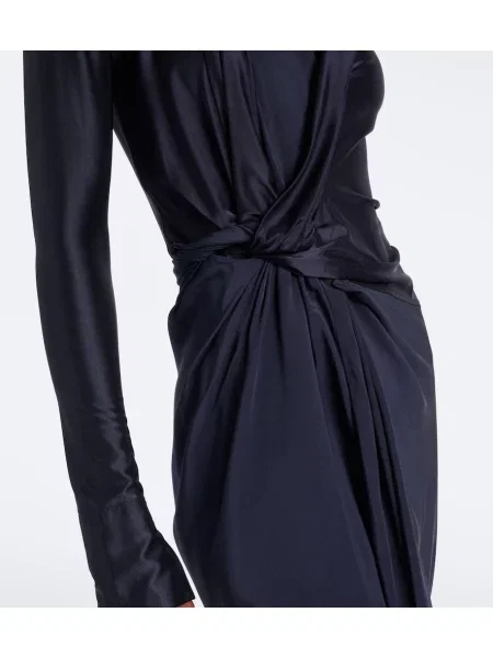 Rochie maxi Victoria Beckham de mătase drapată albastru