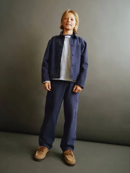 Spodnie regular fit cargo z bawełny Dzieci 12 MANGO KIDS granatowy