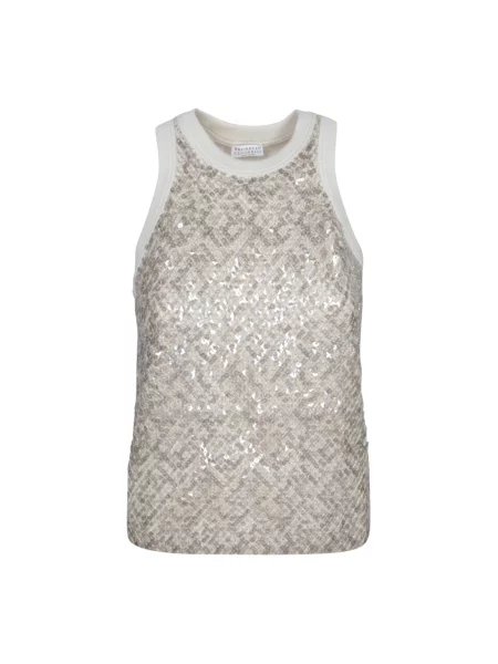 Top Brunello Cucinelli z dżerseju szary