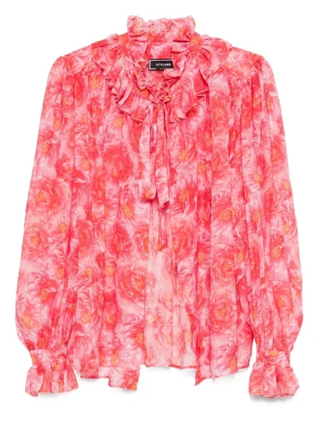 Květinová halenka Styland s potiskem růžová