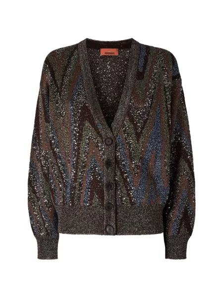 Cardigan Missoni cu paiete tricotate gri