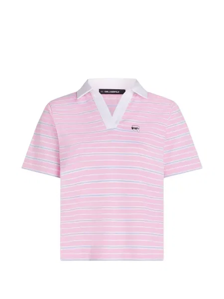 Koszulka polo Karl Lagerfeld w paski różowa
