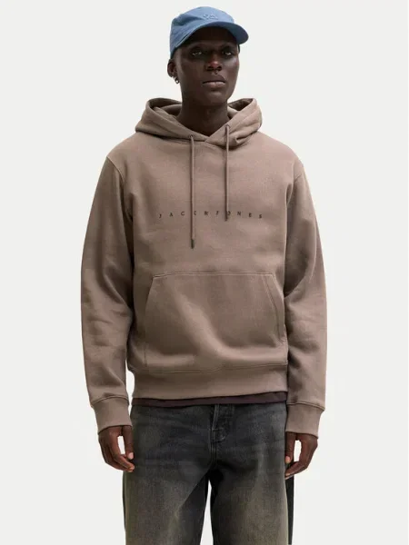 Geacă Jack & Jones cu glugă maro