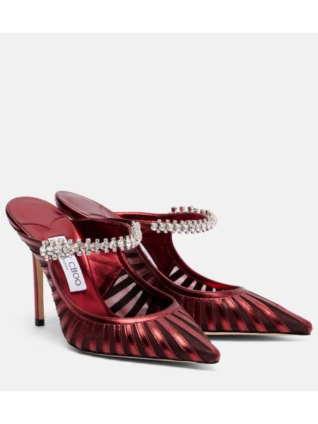 Usnjene mules Jimmy Choo rdeča