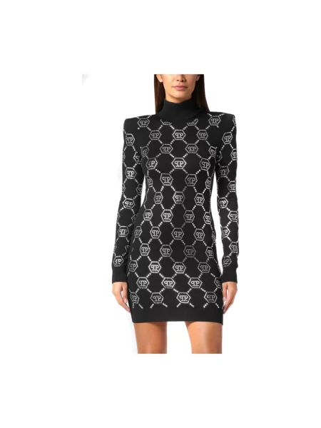 Krótka sukienka Philipp Plein wełniana czarna