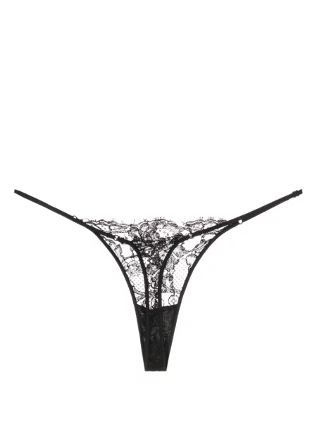 Skaidrios nėriniuotos stringai Kiki De Montparnasse juoda