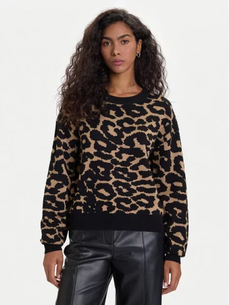 VERO MODA Pulover VMSilje / crna smeđa
