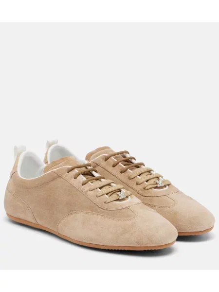 Sneakerși Max Mara din piele de căprioară bej