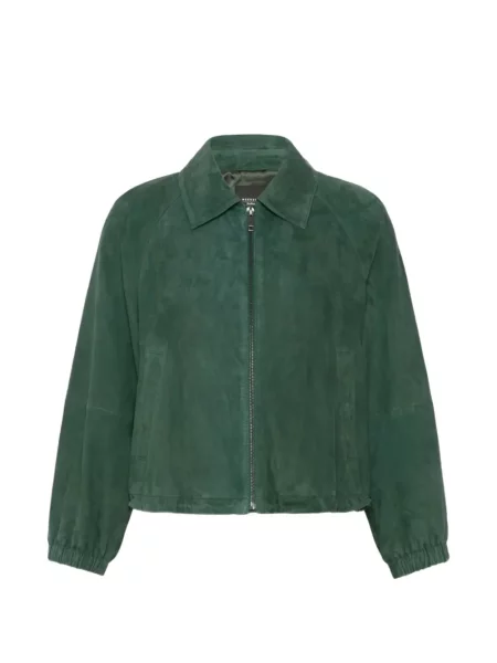 Geacă Weekend Max Mara din piele de căprioară verde