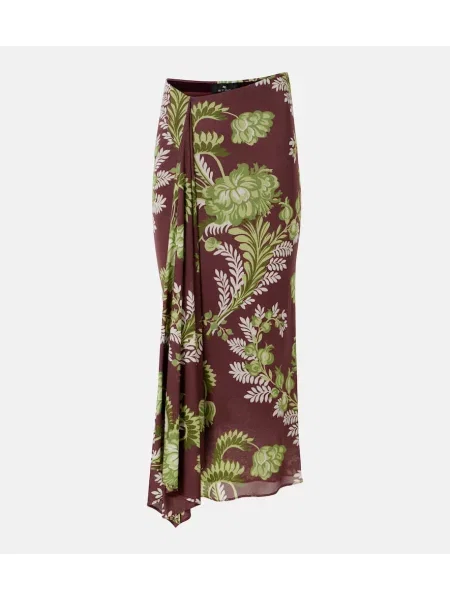 Fustă midi Etro cu model floral drapată până la genunchi