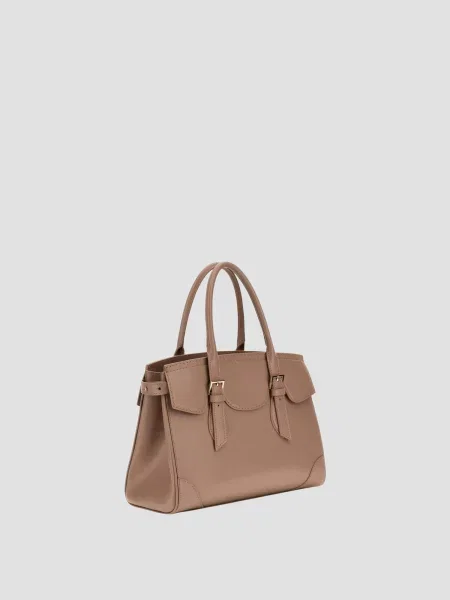 Шкіряна сумка Guess коричнева