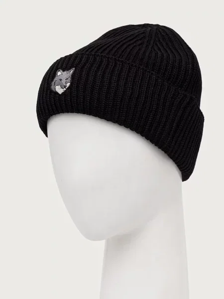 Czapka Maison Kitsune wełniana czarna