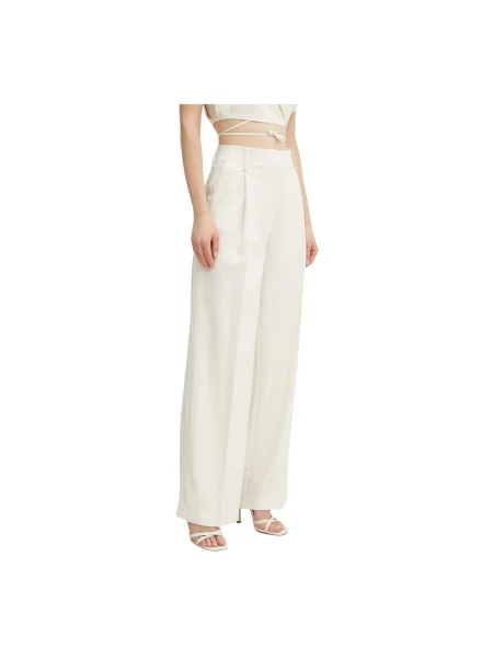 Simona Corsellini spodnie szerokie high waist beżowy