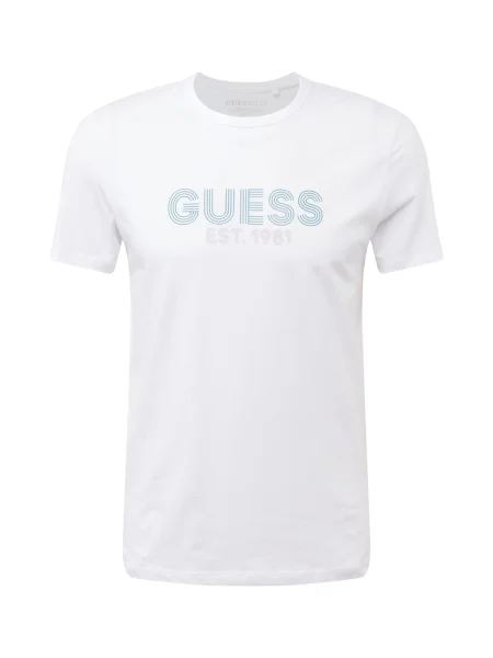 GUESS Tricou albastru deschis alb