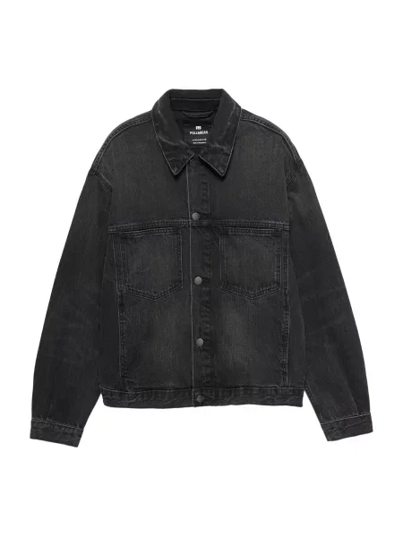 Pull&Bear Geacă de primăvară-toamnă denim negru