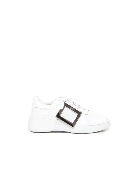 Sneakersy Roger Vivier skórzane na sprzączkę białe